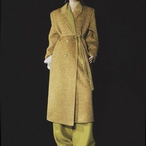 Stylish Mustard Yellow Long wool Coat
